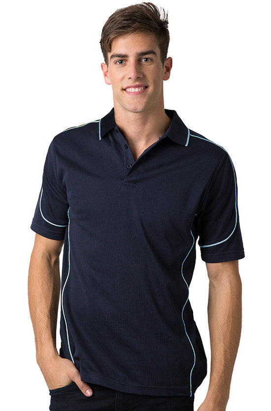 Be Seen-Be Seen Men's Polo Shirt With Contrast Piping-Navy-Sky / XS-Uniform Wholesalers - 6