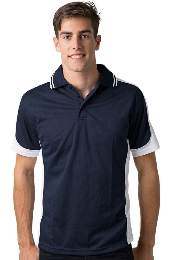 Be Seen-Be Seen Men's Polo Shirt With Striped Collar 4th( 11 Color All Navy )-Navy-White-White / XS-Uniform Wholesalers - 11