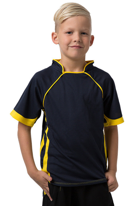 Be Seen-Be Seen Kids T-shirt With Pique Knit-Navy-Yellow / 6-Uniform Wholesalers - 9