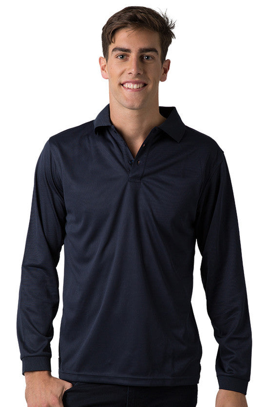 Be Seen-Be Seen Men's Plain Polo Shirt Long Sleeve-Navy / S-Uniform Wholesalers - 4