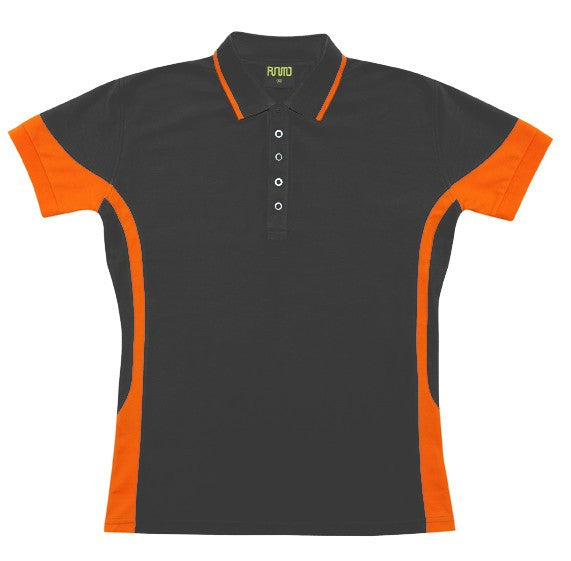 Ramo-Ramo Ladies Contrast Polo-New Charcoal/Orange / 8-Uniform Wholesalers - 5