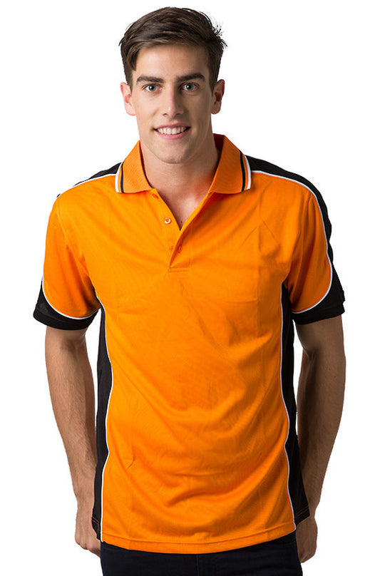 Be Seen-Be Seen Men's Polo Shirt With Striped Collar 5th( 6 Color )-Orange-Black-White / XS-Uniform Wholesalers - 1