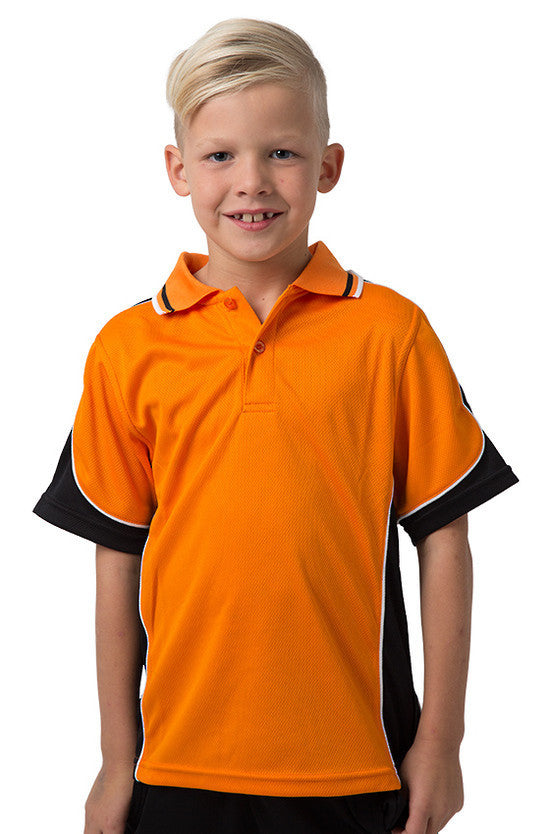 Be Seen-Be Seen Kids Polo Shirt With Striped Collar 4th(14 Color )-Orange-Black-White / 6-Uniform Wholesalers - 1
