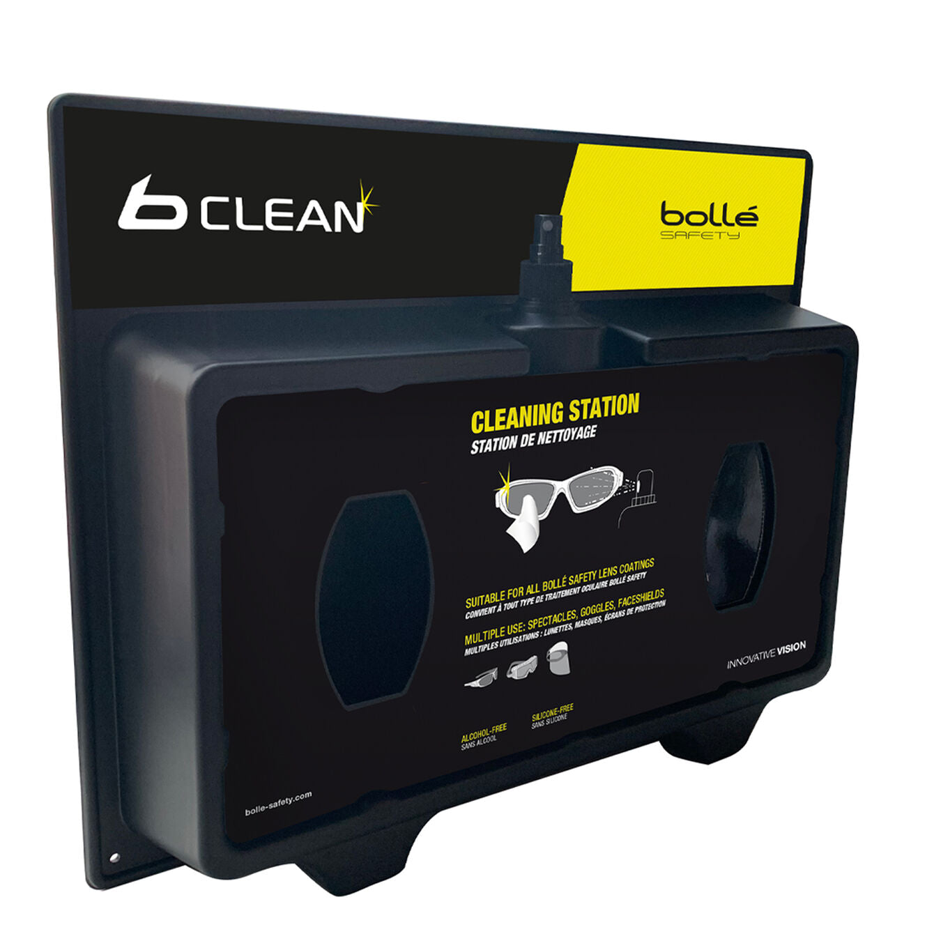 Bolle Safety B-clean New B600 Plastic Cleaning Station With 500Ml Lens Cleaner (Spray) + 2X200 Tissues(PACD500)