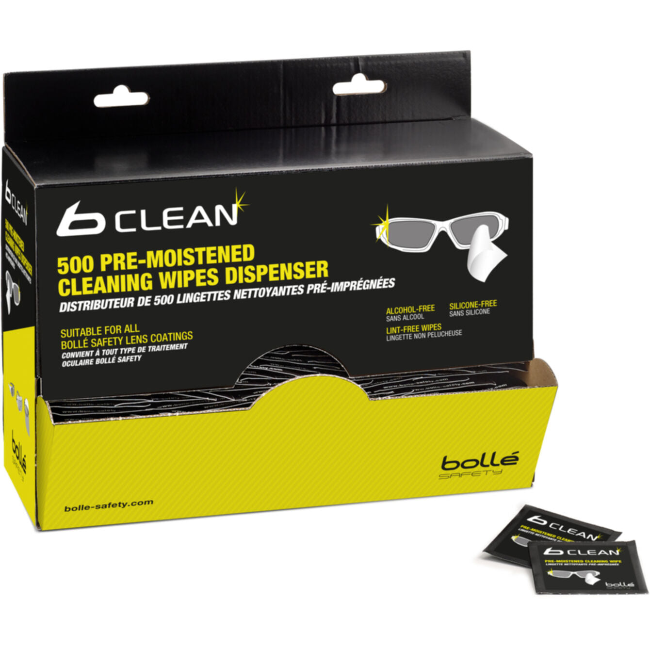 Bolle Safety B500 B-clean Dispenser - With 500 Cleaning Tissues/Wipes - (PACW500)