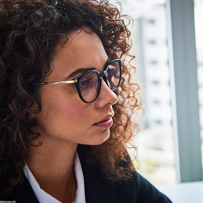 Bolle Safety BARCELONA - Women ProBlu Clear Lens Black Frame W/Gold Metal Temple & Blk Temple Tip -(PRBBARC108)