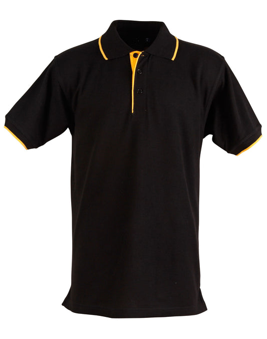 Winning Spirit Men's Contrast Pique Short Sleeve Polo 1st (11 Colour)-(PS08)