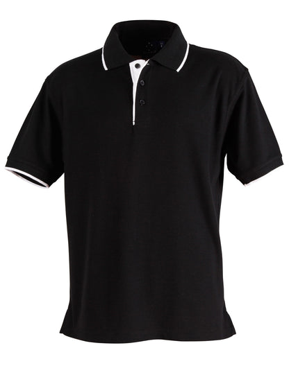 Winning Spirit Men's Contrast Pique Short Sleeve Polo 1st (11 Colour)-(PS08)