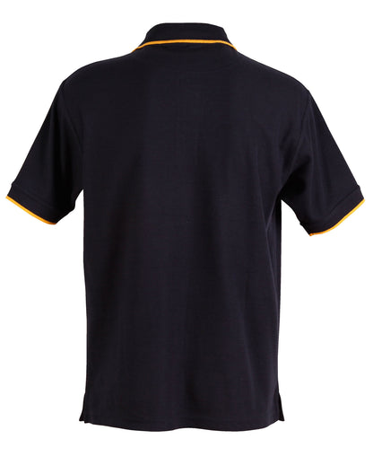 Winning Spirit Men's Contrast Pique Short Sleeve Polo 1st (11 Colour)-(PS08)