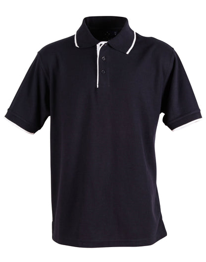 Winning Spirit Men's Contrast Pique Short Sleeve Polo 1st (11 Colour)-(PS08)