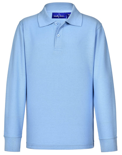 Winning Spirit Kids Traditional Poly/Cotton Pique Knit Long Sleeve Polo (PS12K)