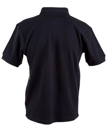 Winning Spirit Men's Pure Cotton Contrast Piping Short Sleeve Polo-(PS25)
