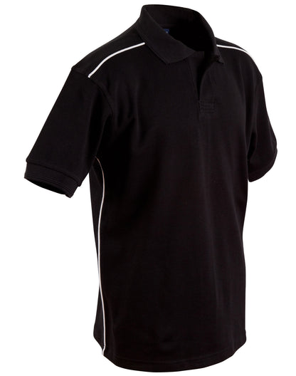 Winning Spirit Men's Pure Cotton Contrast Piping Short Sleeve Polo-(PS25)