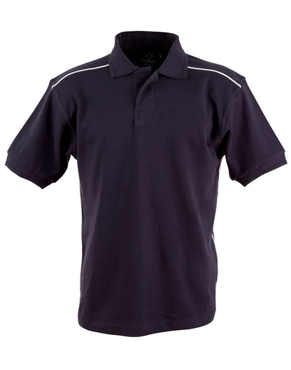 Winning Spirit Men's Pure Cotton Contrast Piping Short Sleeve Polo-(PS25)