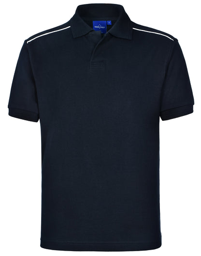 Winning Spirit Men's Pure Cotton Contrast Piping Short Sleeve Polo (PS25)