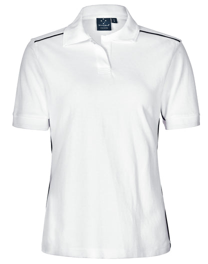 Winning Spirit Men's Pure Cotton Contrast Piping Short Sleeve Polo (PS25)