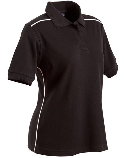 Winning Spirit Ladies' Pure Cotton Contrast Piping Short Sleeve Polo-(PS26)