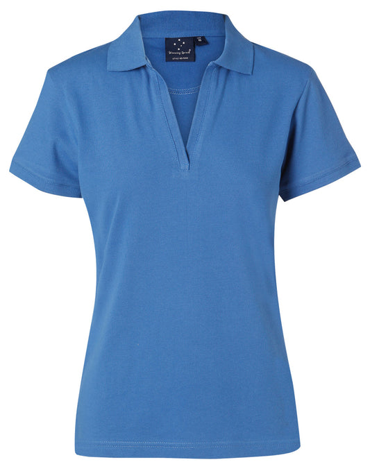 Winning Spirit Ladies' Short Sleeve Cotton/Elastane Polo 1st (8 colour)-(PS40)