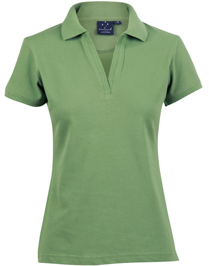 Winning Spirit Ladies' Short Sleeve Cotton/Elastane Polo 1st (8 colour)-(PS40)