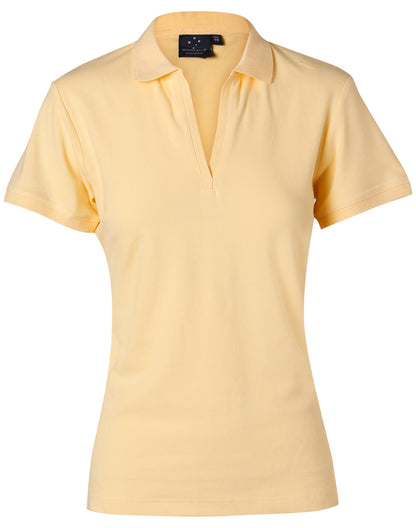 Winning Spirit Ladies' Short Sleeve Cotton/Elastane Polo 1st (8 colour)-(PS40)