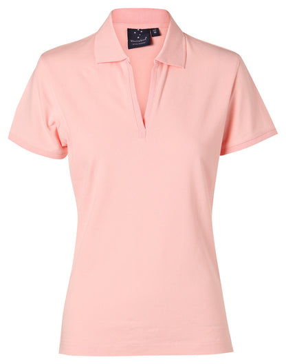 Winning Spirit Ladies' Short Sleeve Cotton/Elastane Polo 1st (8 colour)-(PS40)