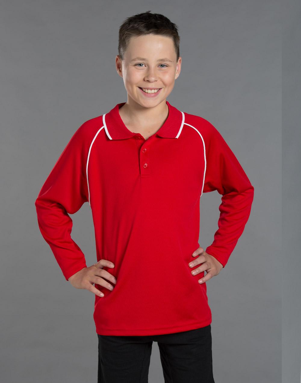 Winning Spirit Marathon Cooldry Raglan Long Sleeve Contrast Polo Kids-(PS43K)