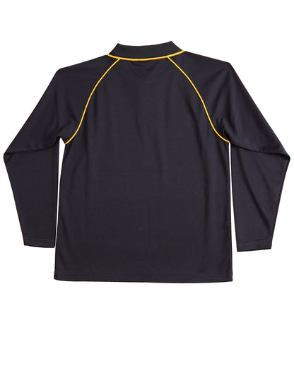 Winning Spirit Men's CoolDry® Raglan Long Sleeve Contrast Polo-(PS43)
