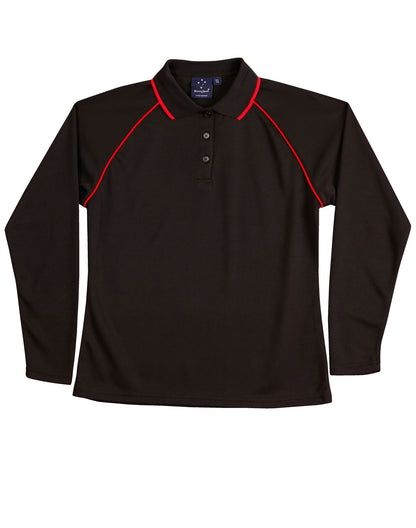 Winning Spirit Ladies' CoolDry® Raglan Long Sleeve Contrast Polo-(PS44)
