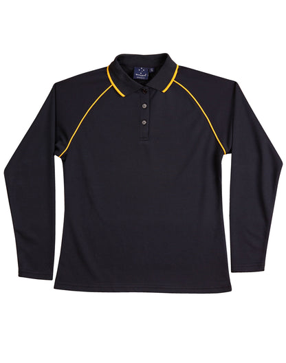 Winning Spirit Ladies' CoolDry® Raglan Long Sleeve Contrast Polo-(PS44)