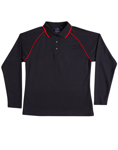 Winning Spirit Ladies' CoolDry® Raglan Long Sleeve Contrast Polo-(PS44)