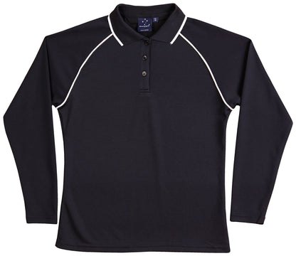 Winning Spirit Ladies' CoolDry® Raglan Long Sleeve Contrast Polo-(PS44)