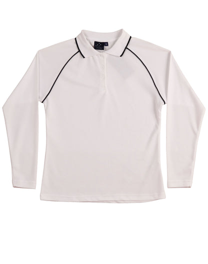 Winning Spirit Ladies' CoolDry® Raglan Long Sleeve Contrast Polo-(PS44)
