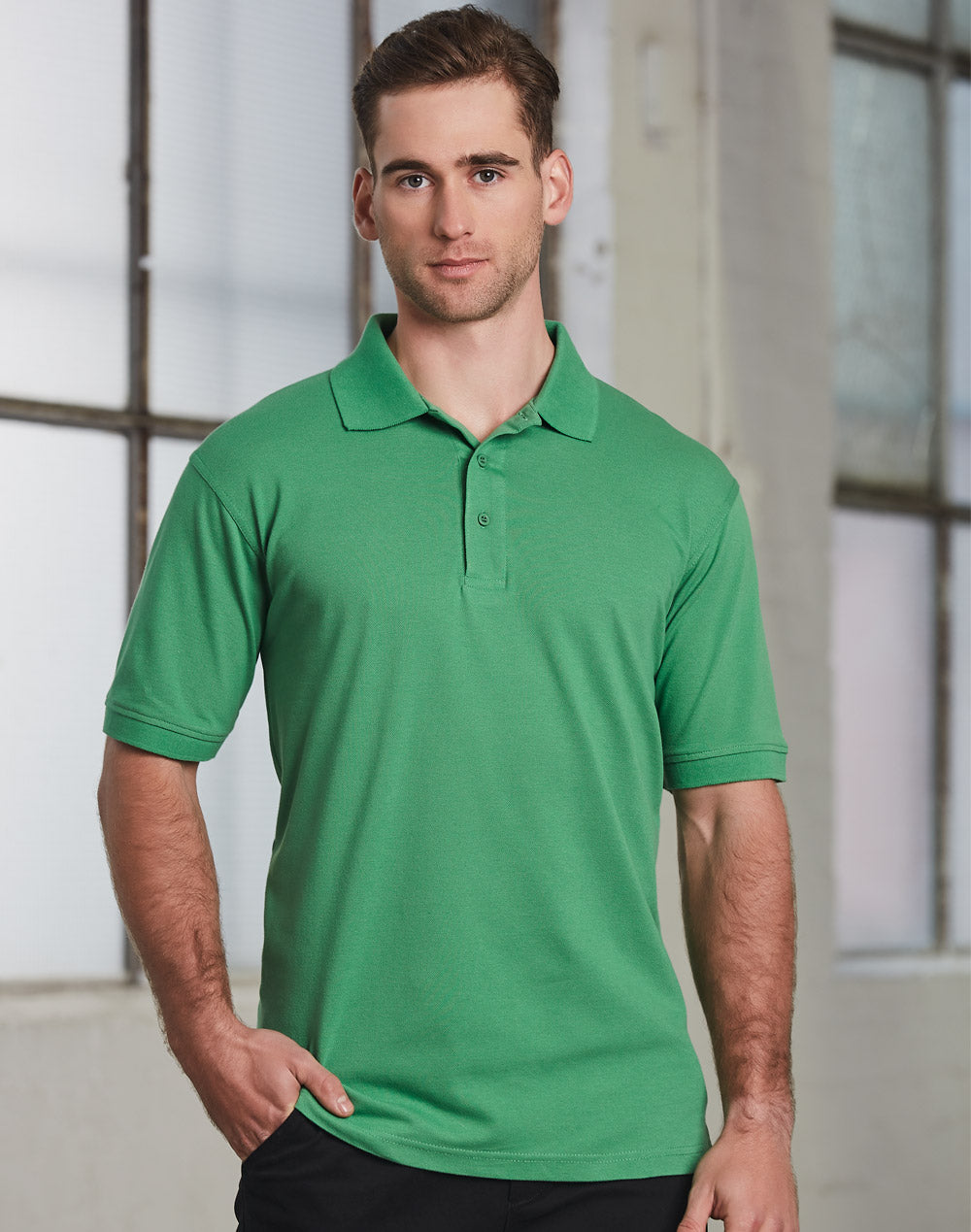 Winning Spirit Men's Cotton Stretch Short Sleeve Polo-(PS55)