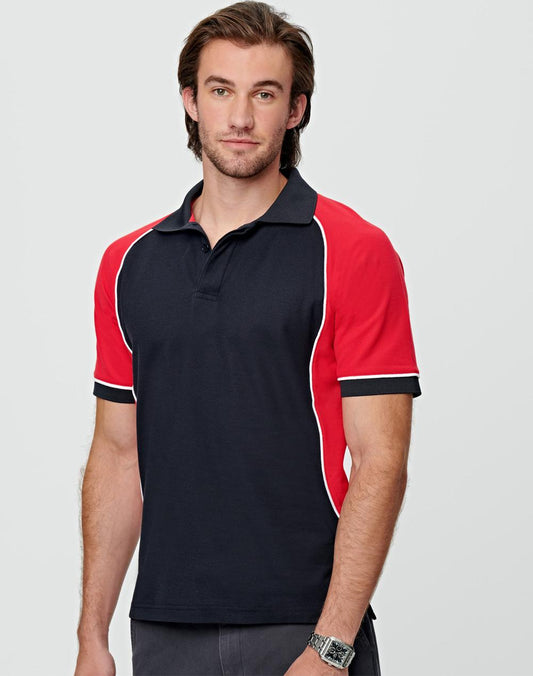 Winning Spirit Men's TrueDry® Tri-colour Short Sleeve Pique Polo-(PS77)