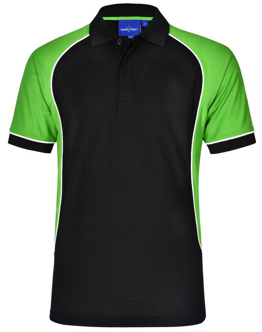 Winning Spirit Men's TrueDry® Tri-colour Short Sleeve Pique Polo-(PS77)