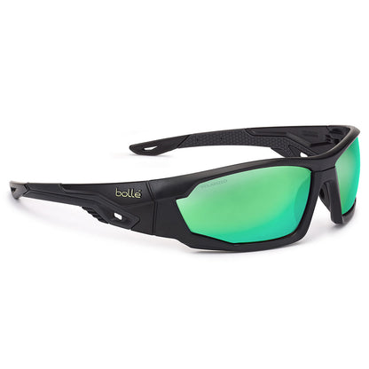 Bolle Safety Mercuro Grey / Black Temples Emerald Flash (Green Flash) Polarised Lens - Soft Drawstring Pouch -(PSSMERCP10)