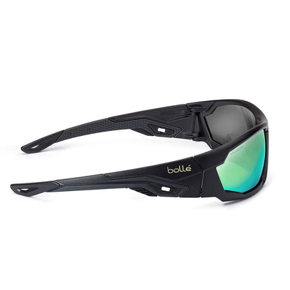 Bolle Safety Mercuro Grey / Black Temples Emerald Flash (Green Flash) Polarised Lens - Soft Drawstring Pouch -(PSSMERCP10)