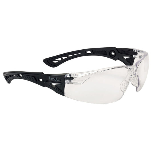 Bolle Safety Rush+ Bssi Platinum Asaf Clear Pc Lens W/Matt Black Temples - Soft Drawstring Pouch-(PSSRUSP064B)
