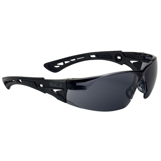 Bolle Safety Rrush+ Small Bssi Platinum Asaf Smoke Pc Lens W/Matt Black Temples - Soft Drawstring Pouch-(PSSRUSP4442B)
