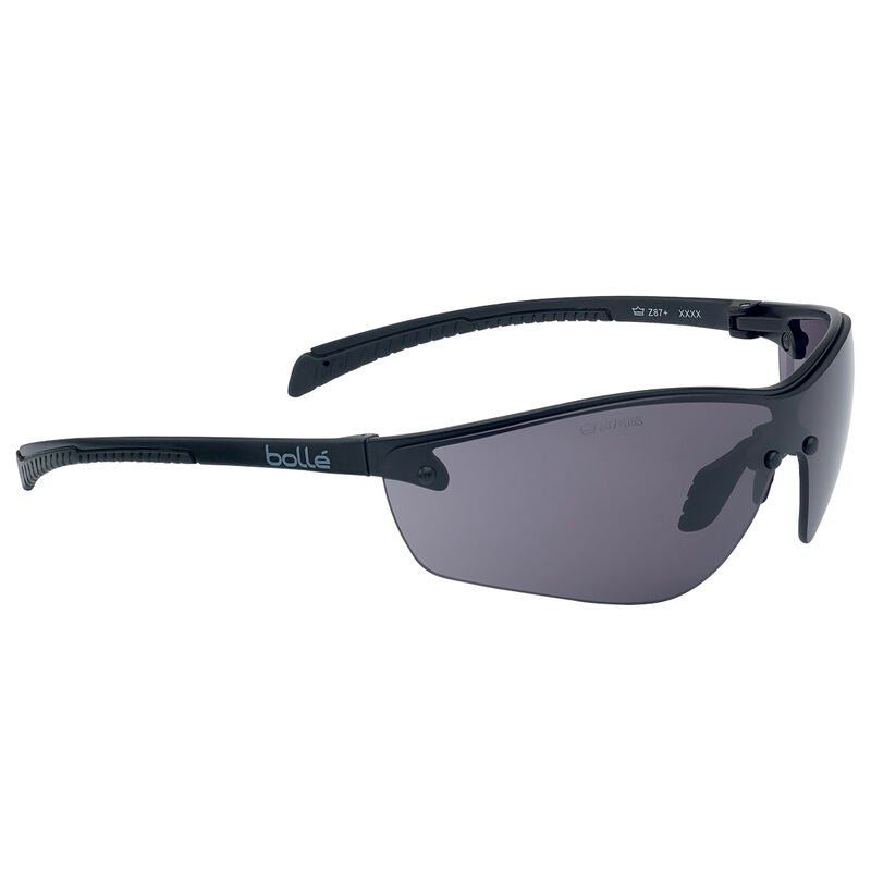 Bolle Safety Silium+ Bssi Platinum Asaf Smoke Lens W/Matt Black Temples - Soft Drawstring Pouch - (PSSSILI443B)
