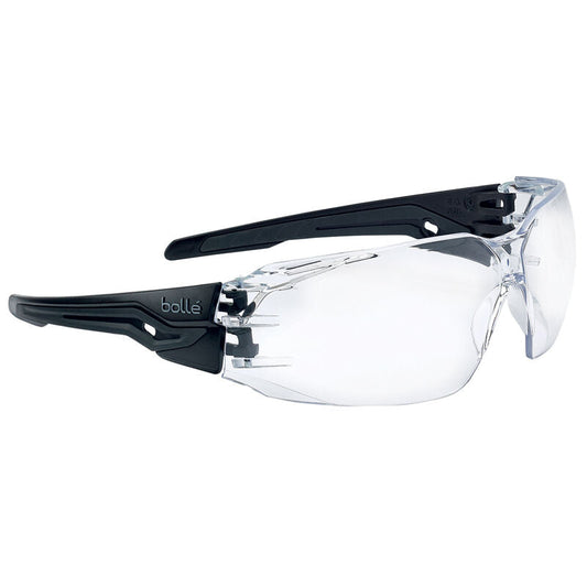 Bolle Safety Silex+ Bssi Platinum Asaf Clear Pc Lens W/Matt Black Temples - Soft Drawstring Pouch - (PSSSILP064B)