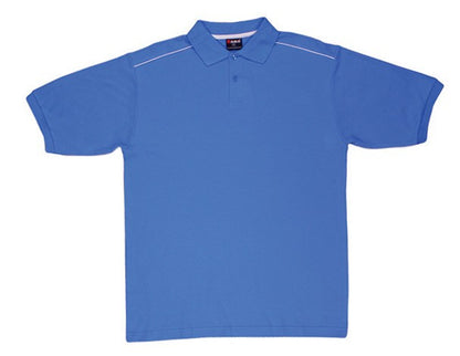 Ramo-Ramo Mens 100% Cotton Pique Knit With Piping-Pacific Blue/White / S-Uniform Wholesalers - 5
