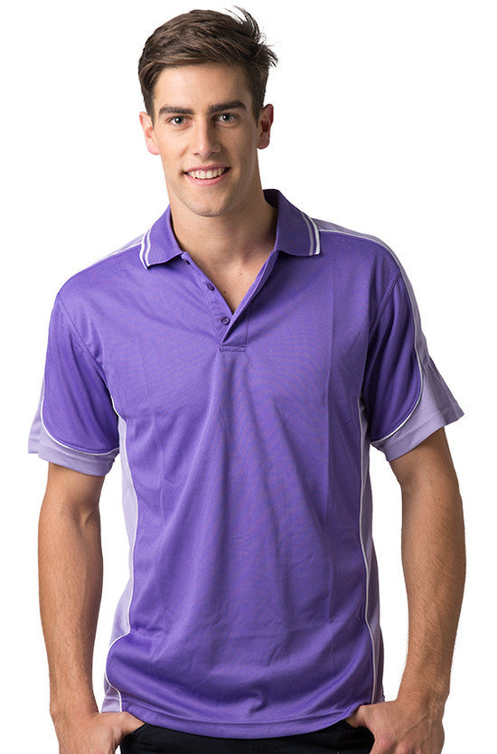 Be Seen-Be Seen Men's Polo Shirt With Striped Collar 5th( 6 Color )-Purple-Lavender-White / XS-Uniform Wholesalers - 2