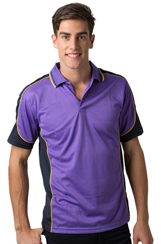 Be Seen-Be Seen Men's Polo Shirt With Striped Collar 5th( 6 Color )-Purple-Navy-Gold / XS-Uniform Wholesalers - 3