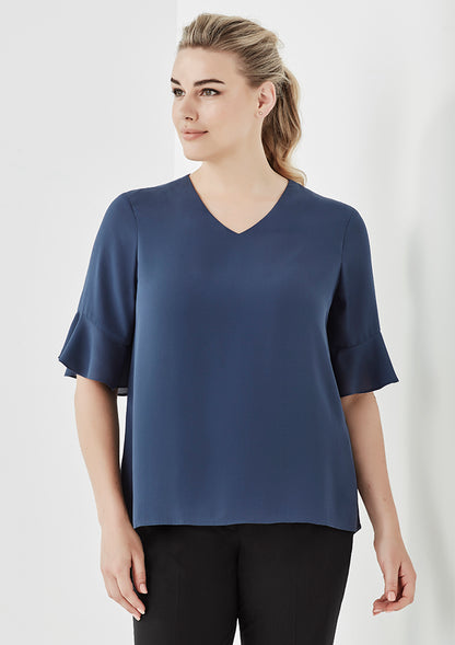 Biz Corporate Womens Aria Fluted Sleeve Blouse RB966LS