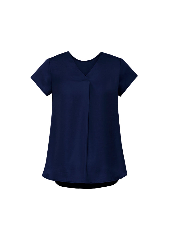 Biz Corporate Womens Kayla V-neck Pleat Blouse (RB967LS)