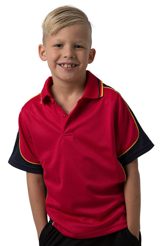 Be Seen-Be Seen Kids Polo Shirt With Striped Collar 4th(14 Color )-Red-Navy-Gold / 6-Uniform Wholesalers - 5