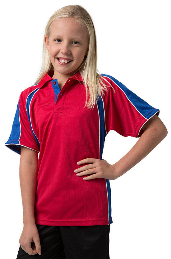 Be Seen-Be Seen Kids Polo Shirt With Contrast Sleeve Edge Piping-Red-Royal-White / 6-Uniform Wholesalers - 14