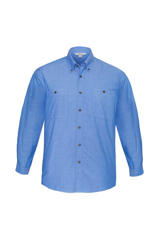 Biz Collection Mens Wrinkle Free Chambray Long Sleeve Shirt (SH112)