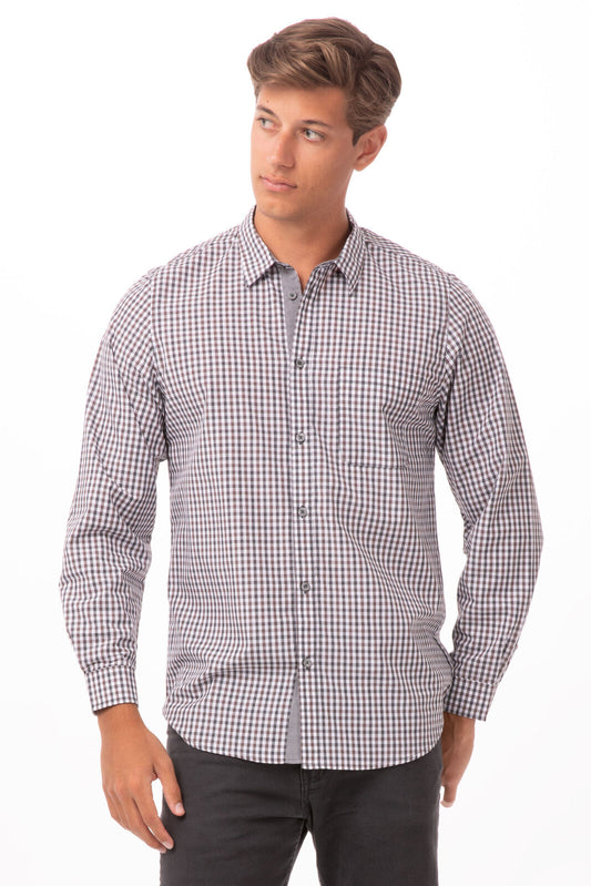 Chef Works Modern Gingham Long Sleeve Dress Shirt-(SHC05)